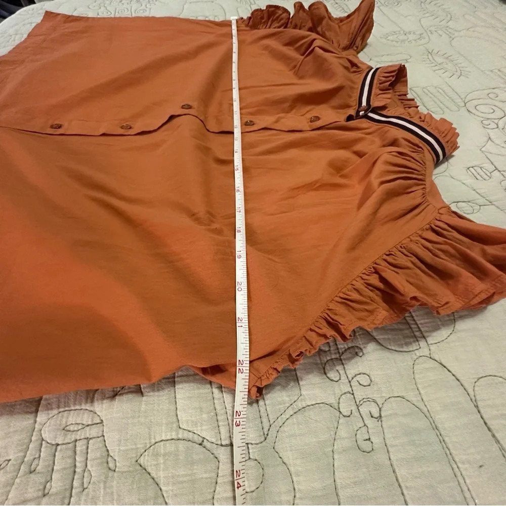 NWT Sundry Flutter Sleeve Button Down Top Spice O… - image 8